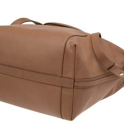 Bally Beige Leather Zip Shopper Tote
