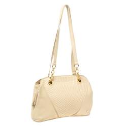 Bally Cream Quilted Leather Fringe Shoulder Bag