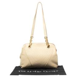 Bally Cream Quilted Leather Fringe Shoulder Bag