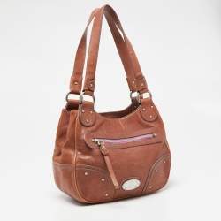 Pre Owned Bally Brown Leather Front Pocket Hobo 