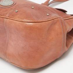 Pre Owned Bally Brown Leather Front Pocket Hobo 