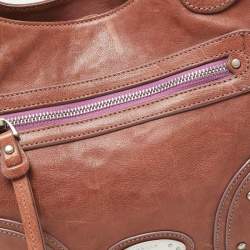 Pre Owned Bally Brown Leather Front Pocket Hobo 