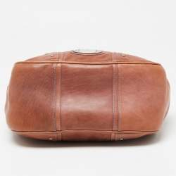 Pre Owned Bally Brown Leather Front Pocket Hobo 