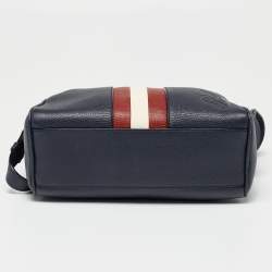 Pre Owned Bally Navy Blue Leather Zipped Crossbody Bag