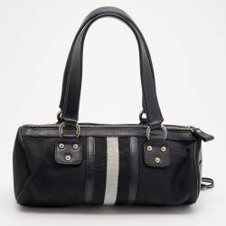 Bally Black Nylon and Leather Boston Bag