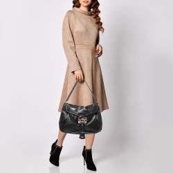 Bally Black Leather Pushlock Flap Shoulder Bag