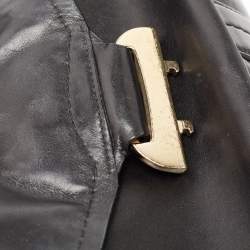Bally Black Leather Pushlock Flap Shoulder Bag