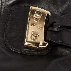 Bally Black Leather Pushlock Flap Shoulder Bag