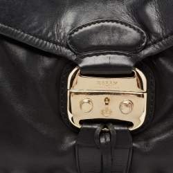 Bally Black Leather Pushlock Flap Shoulder Bag