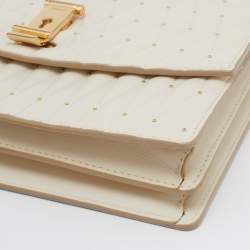 Bally Cream Quilted Leather Embellished Top Handle Bag