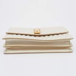 Bally Cream Quilted Leather Embellished Top Handle Bag