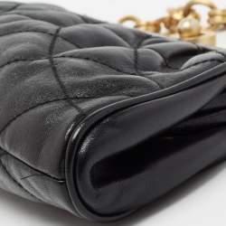 Bally Black Quilted Leather Frame Chain Clutch