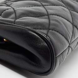 Bally Black Quilted Leather Frame Chain Clutch