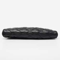 Bally Black Quilted Leather Frame Chain Clutch