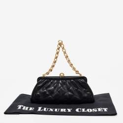 Bally Black Quilted Leather Frame Chain Clutch