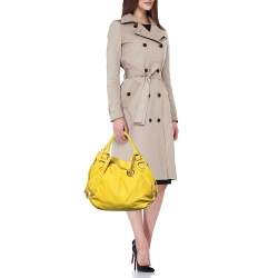 Bally Yellow Nubuck Leather Satchel