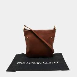 Pre Owned Bally Brown Leather Zip Messenger Bag