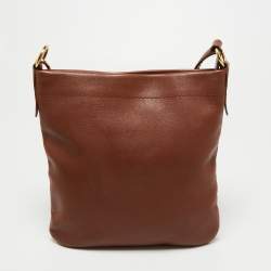 Pre Owned Bally Brown Leather Zip Messenger Bag