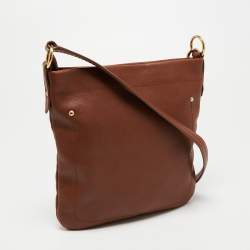 Pre Owned Bally Brown Leather Zip Messenger Bag