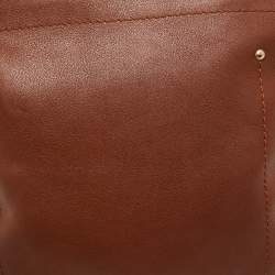 Pre Owned Bally Brown Leather Zip Messenger Bag