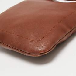 Pre Owned Bally Brown Leather Zip Messenger Bag