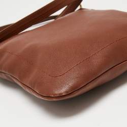 Pre Owned Bally Brown Leather Zip Messenger Bag
