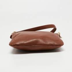 Pre Owned Bally Brown Leather Zip Messenger Bag