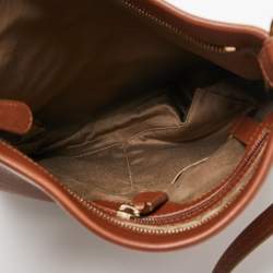 Pre Owned Bally Brown Leather Zip Messenger Bag