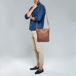 Pre Owned Bally Brown Leather Zip Messenger Bag