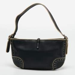 Pre Owned Bally Black/Cream Leather Tassel Shoulder Bag