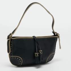 Pre Owned Bally Black/Cream Leather Tassel Shoulder Bag