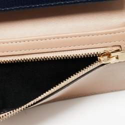 Pre Owned Bally Navy Blue Leather Trifold Compact Wallet