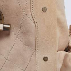 Pre Owned Bally Beige Quilt Stitched Leather Tote