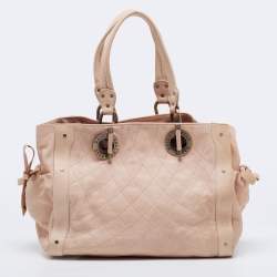 Pre Owned Bally Beige Quilt Stitched Leather Tote