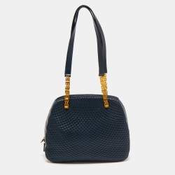 Pre Owned Bally Navy Blue Quilted Leather Shoulder Bag