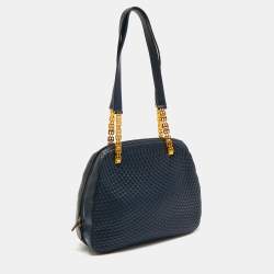 Pre Owned Bally Navy Blue Quilted Leather Shoulder Bag