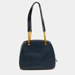 Pre Owned Bally Navy Blue Quilted Leather Shoulder Bag
