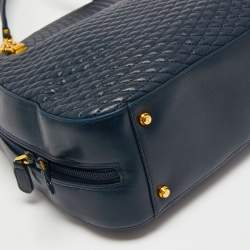 Pre Owned Bally Navy Blue Quilted Leather Shoulder Bag