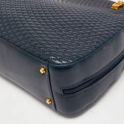 Pre Owned Bally Navy Blue Quilted Leather Shoulder Bag