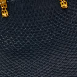 Pre Owned Bally Navy Blue Quilted Leather Shoulder Bag