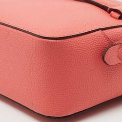 Pre Owned Bally Pink Textured Leather Zip Camera Crossbody Bag