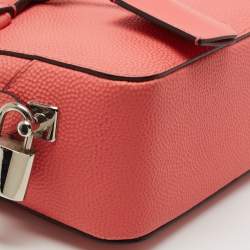 Pre Owned Bally Pink Textured Leather Zip Camera Crossbody Bag