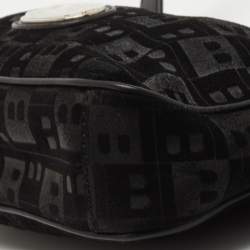 Pre Owned Bally Black Suede and Leather Logo Shoulder Bag