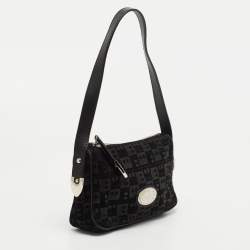 Pre Owned Bally Black Suede and Leather Logo Shoulder Bag