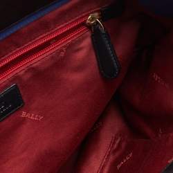 Bally Navy Blue/Black Nylon and Leather Shopper Tote