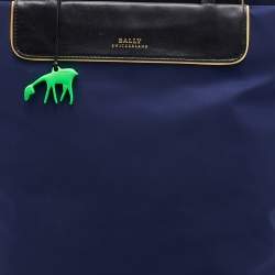 Bally Navy Blue/Black Nylon and Leather Shopper Tote