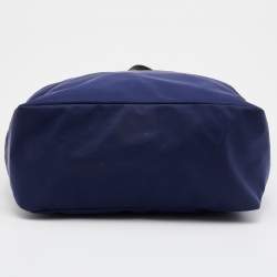 Bally Navy Blue/Black Nylon and Leather Shopper Tote