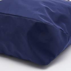 Bally Navy Blue/Black Nylon and Leather Shopper Tote