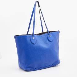 Bally Blue Grained Leather Shopper Tote