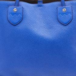 Bally Blue Grained Leather Shopper Tote